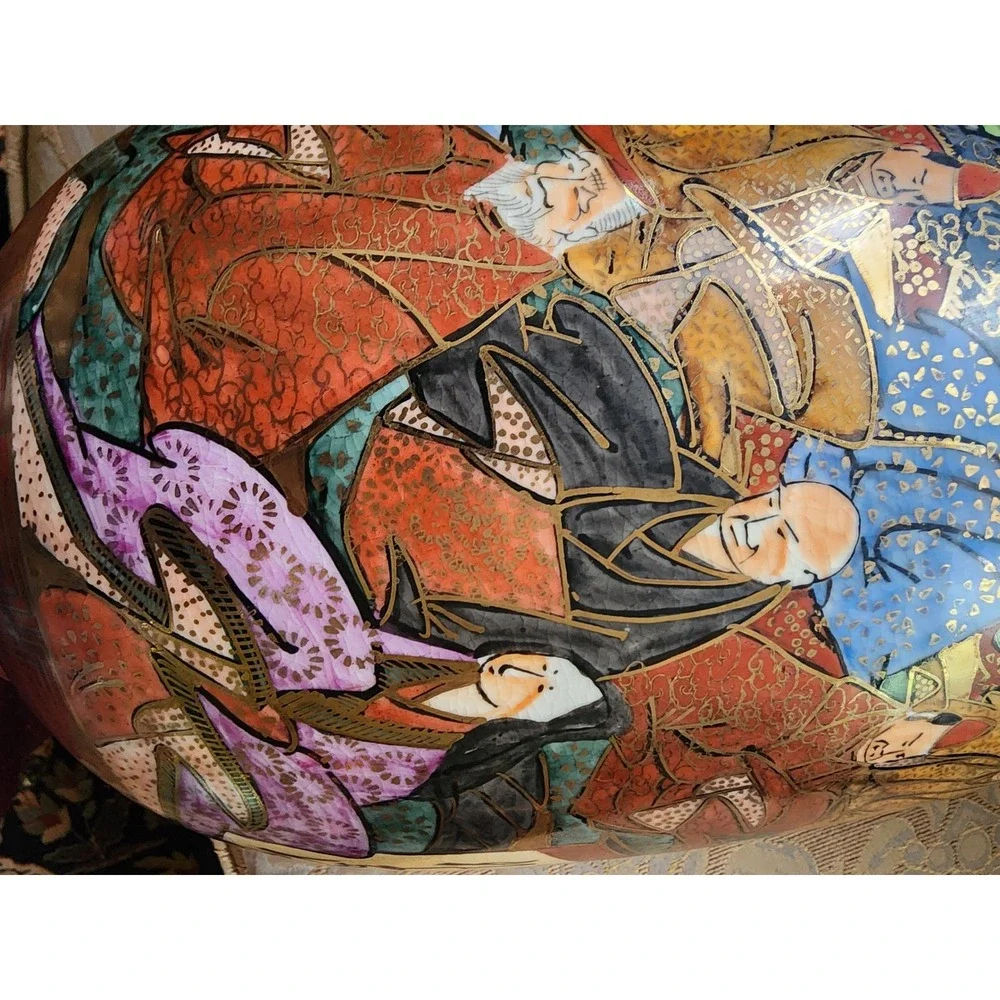 Antique Japanese Satsuma Vase Arhat figures Meiji‎ period